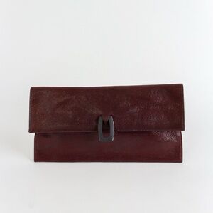 SOLD— Loewe Vintage Dark Maroon Embossed Suede Clutch